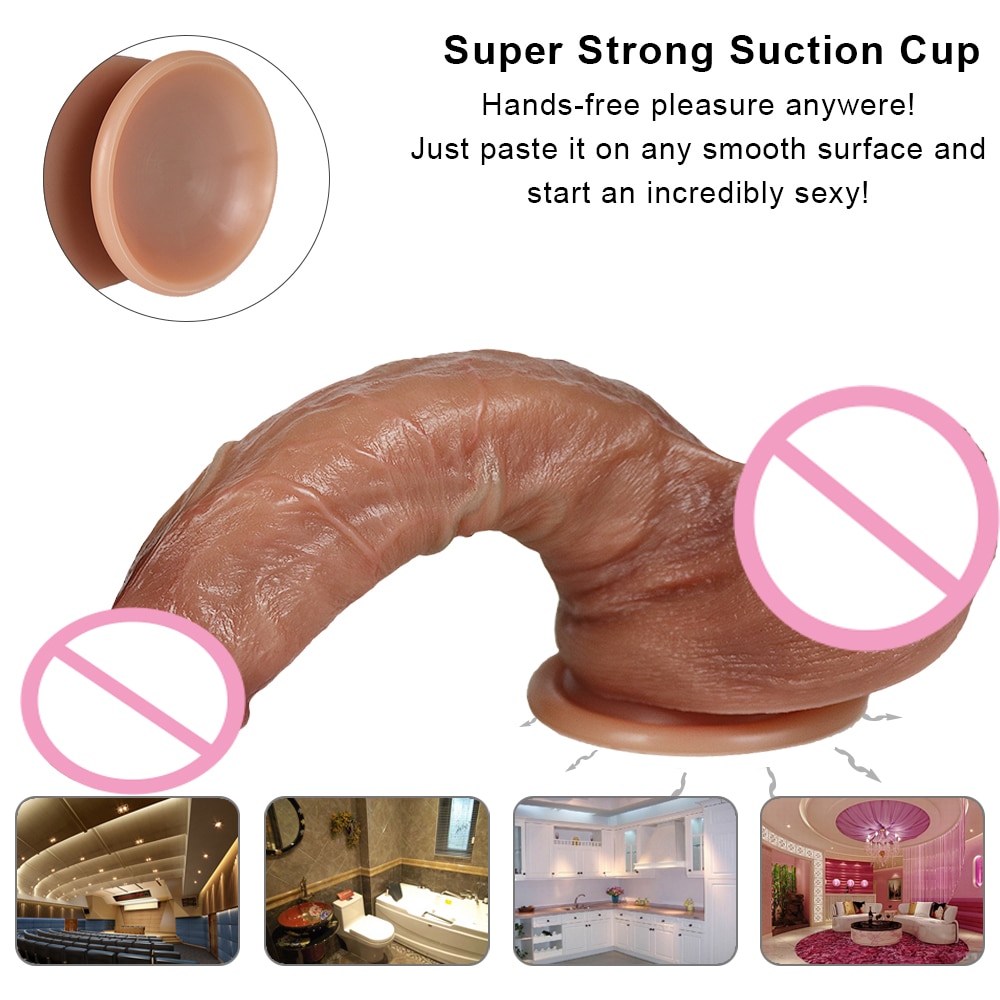 Makeup Big Double layer Dildo Hardness Soft Realistic With Suction Cup Real Skin feeling Huge Penis Erotic Sex Toy For Women Men