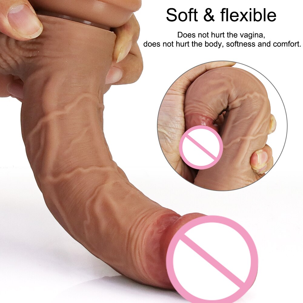Big Soft Dildo Realistic Penis Double Layer Silicone Fake Long Dick Butt Plug Adult Sexy Toys for Woman Men Vagina Anal Massage