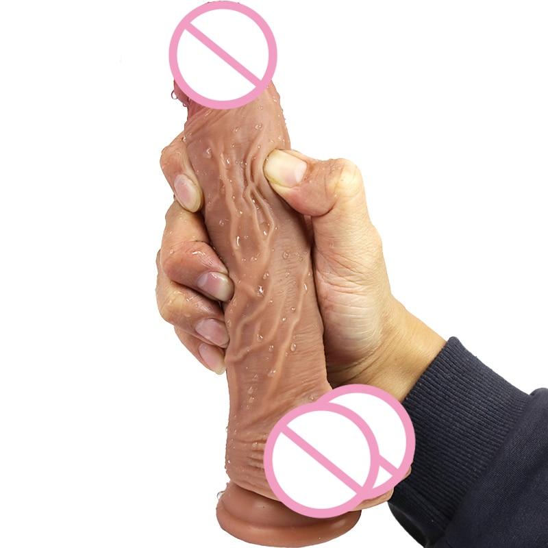 Big Soft Dildo Realistic Penis Double Layer Silicone Fake Long Dick Butt Plug Adult Sexy Toys for Woman Men Vagina Anal Massage