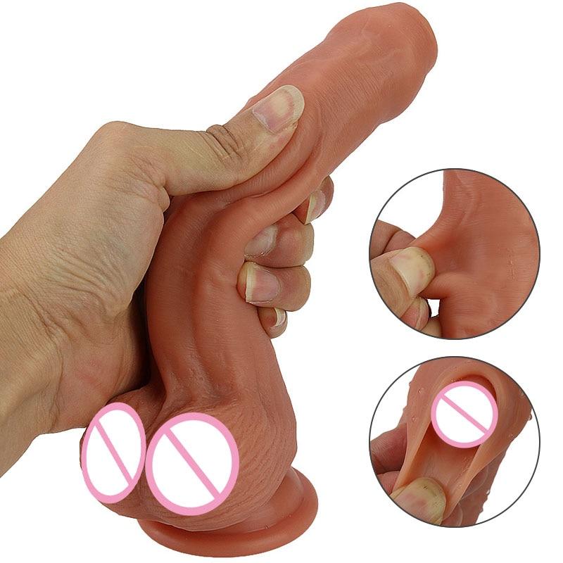 Soft Silicone Foreskin Dildo Suction Cup Dick Penis Sex Toys for Women Vagina Anal Masturbation Adult Sex Toy Realistic Penis