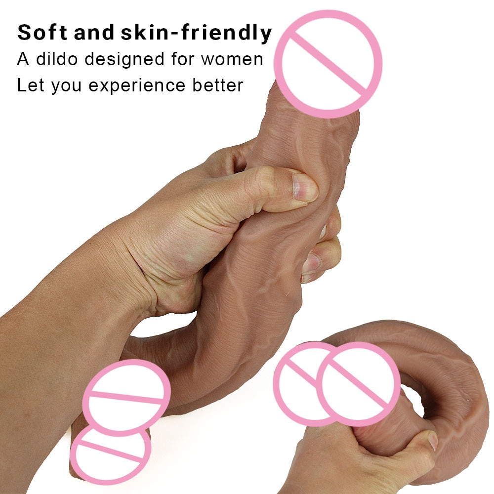 Huge Dildo Erotic Soft Double-layer Silicone Long Dildos Realistic Penis Suction Cup Dick Anal Orgasm Adult Sex Toys for Woman