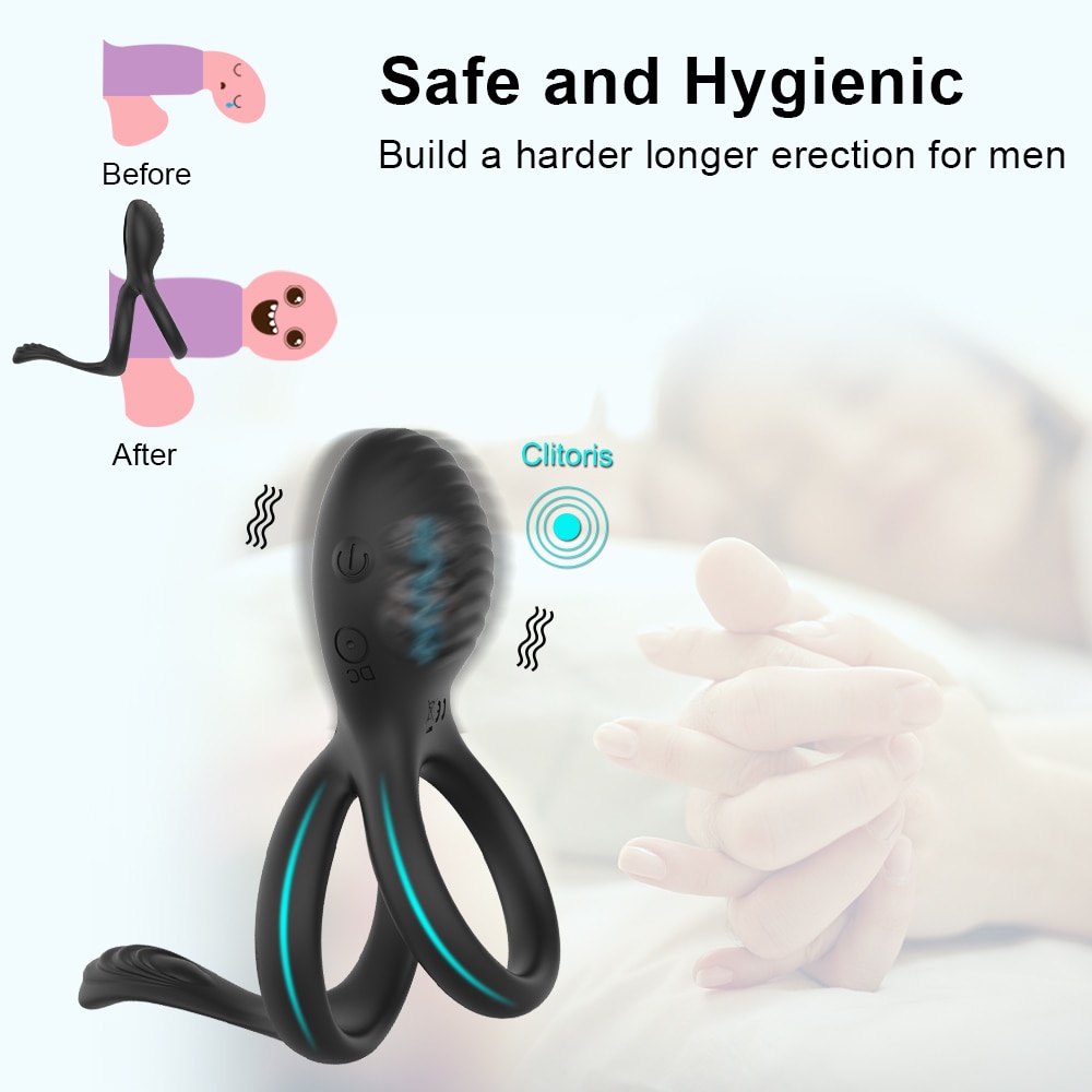 Wireless Remote Control Cockring Vibrator Clitoris Stimulation Sleeve for Penis Ring  Sex Toys for Men Male Chastity Cock Rings