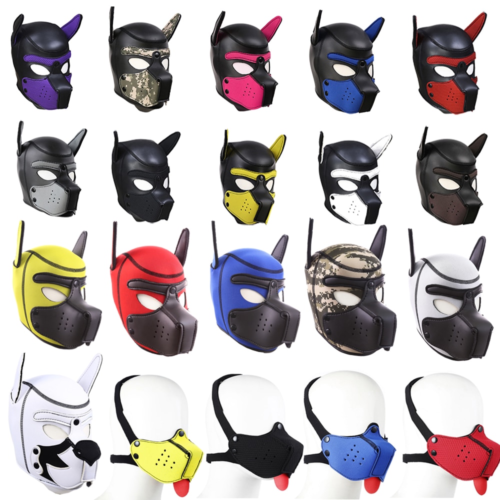 20 Styles Neoprene Puppy Play Dog Hood Mask,Bdsm Bondage Slave Pet Roleplay Party Pup Mask,Removable Muzzle,Couple Flirt Sex Toy