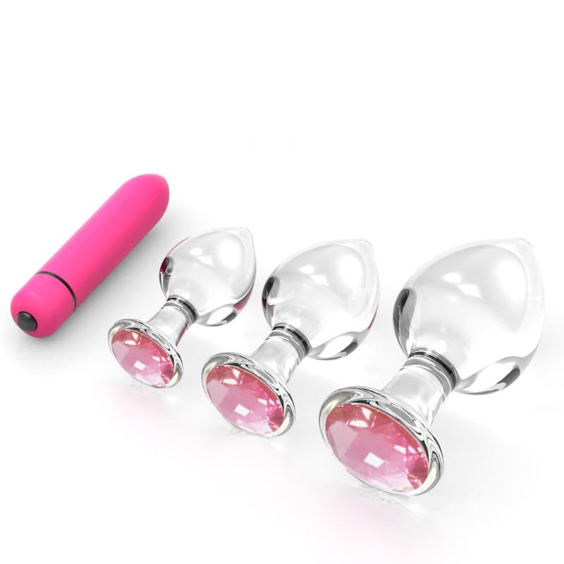 3 Sizes Transparent Glass Anal Butt Plug Masturbator Vagina Stimulate Ball Anal Plug Smooth Glass Dildo Vibrator Gay Sex Toys