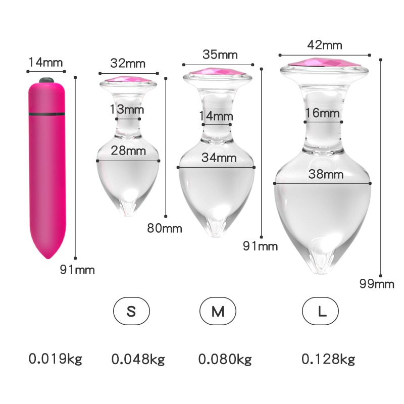 3 Sizes Transparent Glass Anal Butt Plug Masturbator Vagina Stimulate Ball Anal Plug Smooth Glass Dildo Vibrator Gay Sex Toys