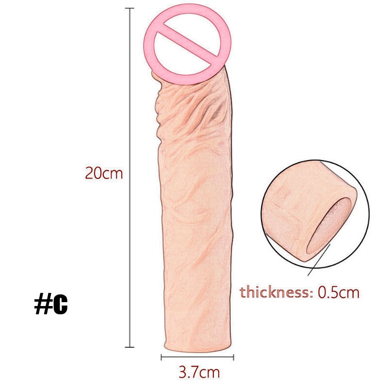 Realistic Penis Extension Cock Sleeve Reusable Silicone Penis Enlarger Delay Condoms For Men Dildo Enhancer Sex Toys
