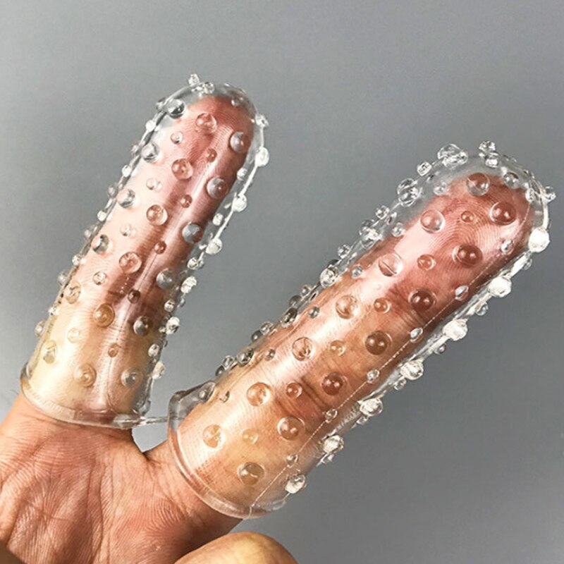 2PCS Finger Reusable Condoms Sex Toys For Woman Clitoris Stimulator Penis Sleeve Condom Vagina Masturbation Toys