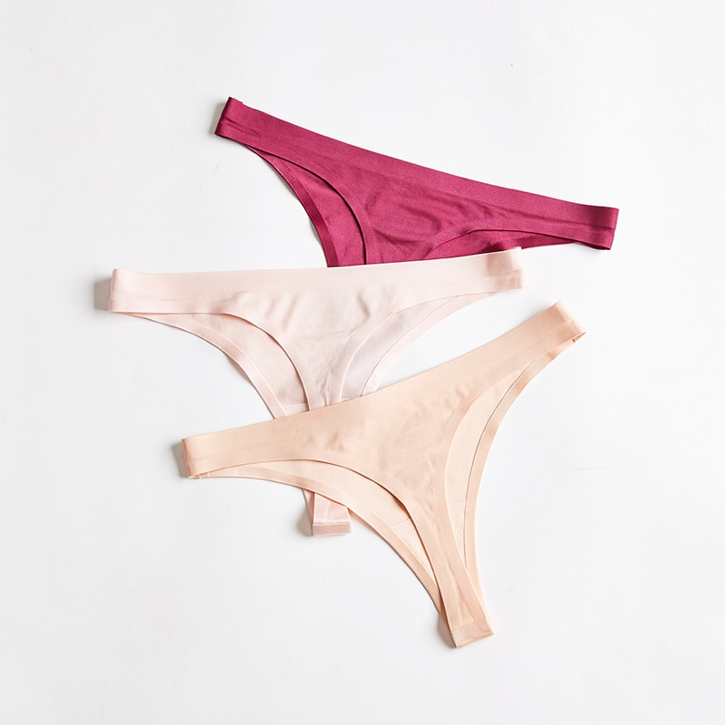 3pcs Woman Thongs Seamless Underwear For Women Sexy Sports Panty Female T-back G-string Underwear Ice Silk Ladies Underpants