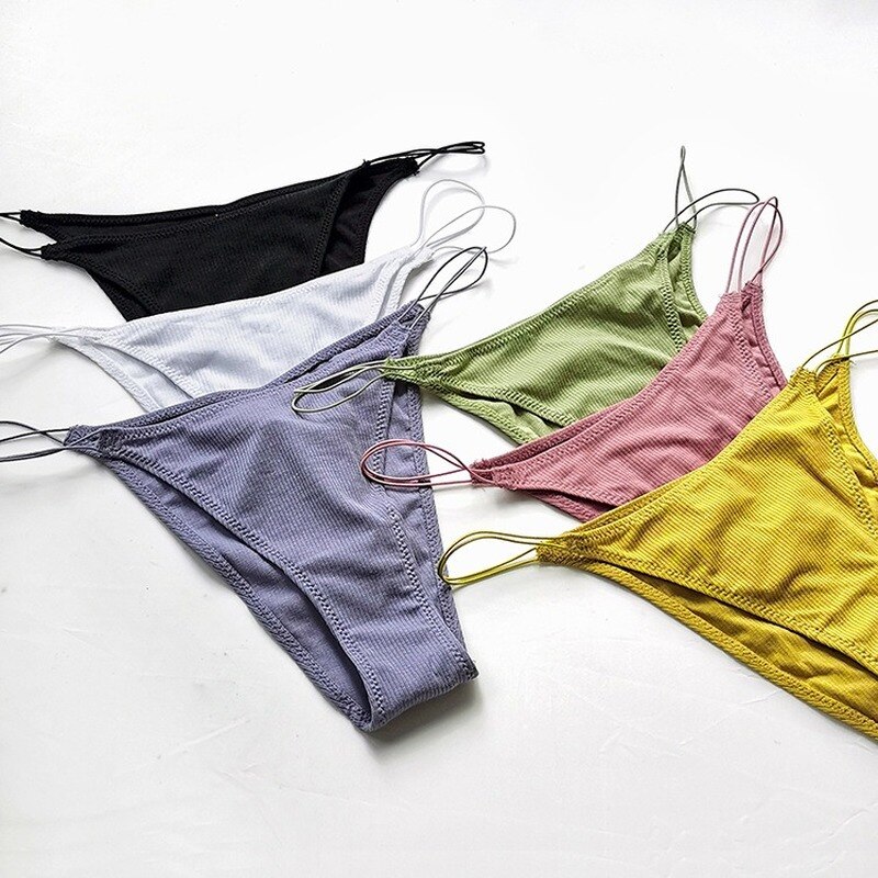 2021 New Lycra Fine Thread Cotton Lady Sexy T-Shaped Panties Thin Belt Comfortable Breathable T-Back Seamless Panties