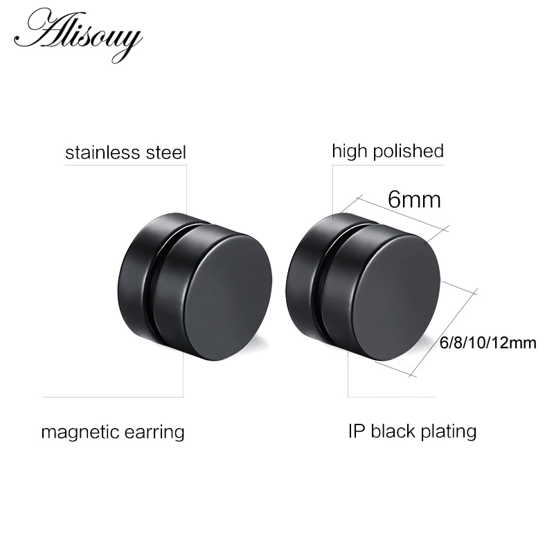 Alisouy 2pcs Punk Mens Strong Magnet Magnetic Ear Stud Set Non Piercing Earrings Fake Earrings Gift for Boyfriend Lover Jewelry