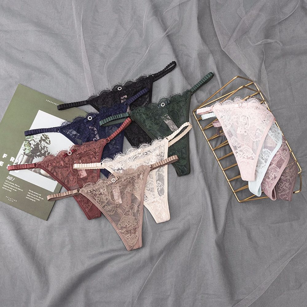 Women Sexy Lace Panties String Transparent Underwear Hollow Out Panties Thong Sex Low Waist Seamless Briefs Lingerie