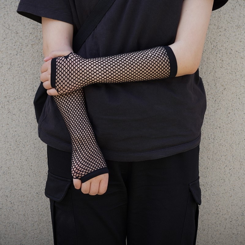 Stylish Long Black Fishnet Gloves Womens Fingerless Gloves Girls Dance Gothic Punk Rock Costume Fancy Gloves