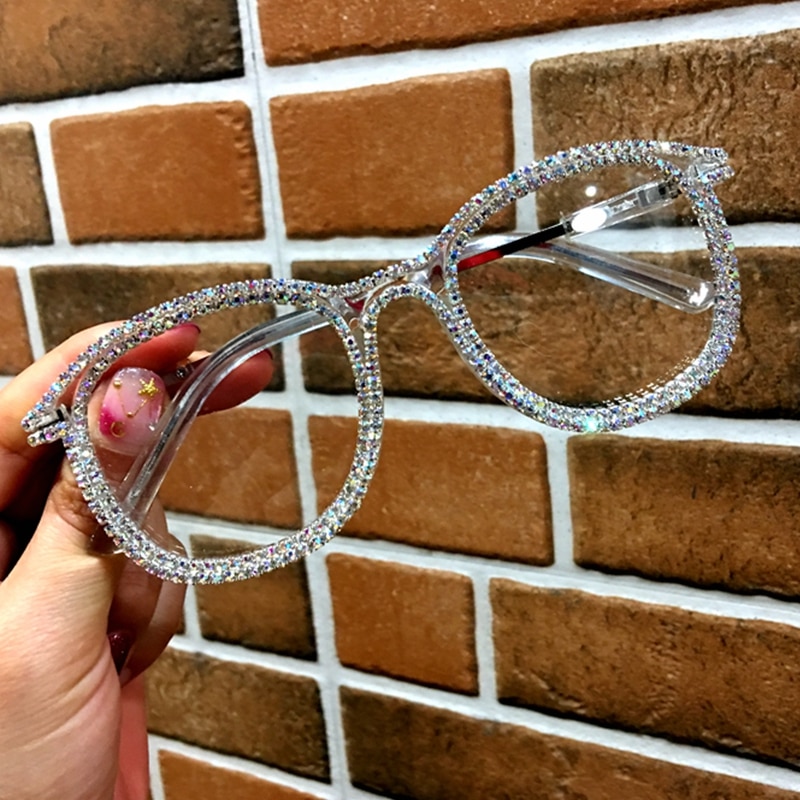 Gold Diamond Cat Eye Sunglasses for Women Brand Designer Shades Sun Glasses Men Vintage Metal Clear Eyeglasses UV400