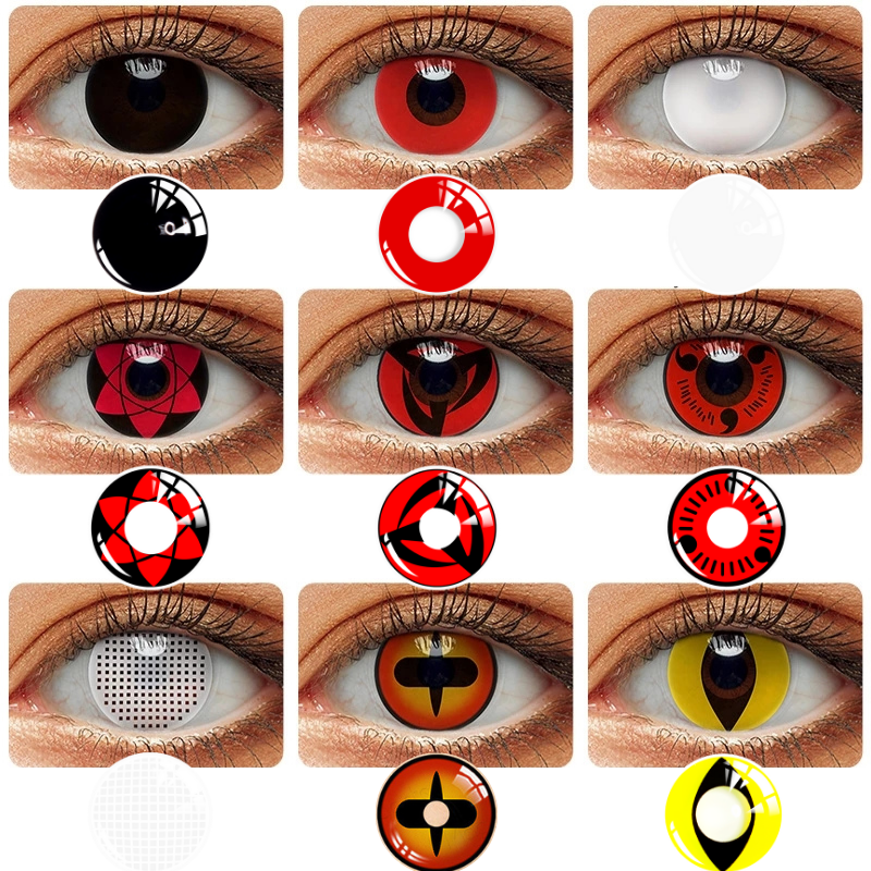 2pcs/Pair Cosplay Anime Eyes Lenses Sharingan Contact Lenses for Eyes Uchiha Sasuke Hatake Kakashi Colored Lenses for Eye