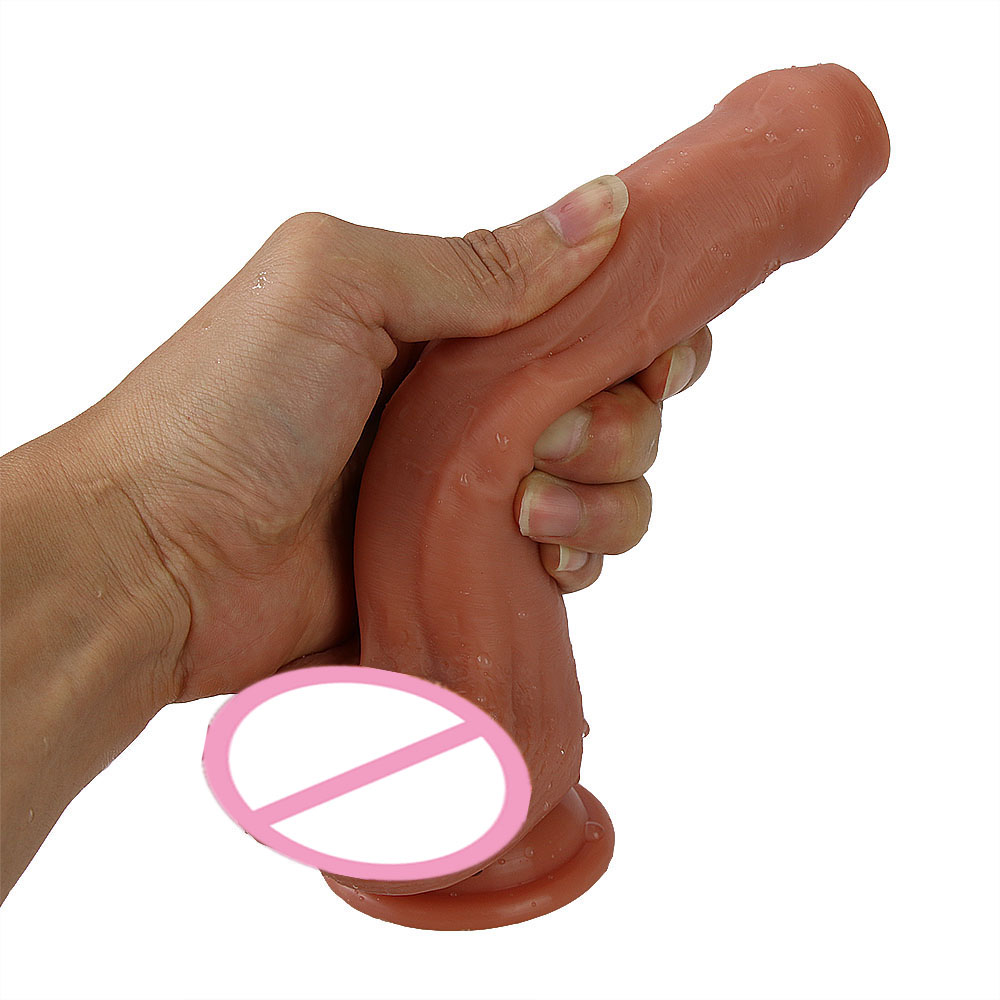 Silicone Soft foreskin Realistic Dildo Suction Cup Male Artificial Penis Dick Women Masturbator Sex Toys For Women Dildo Penis