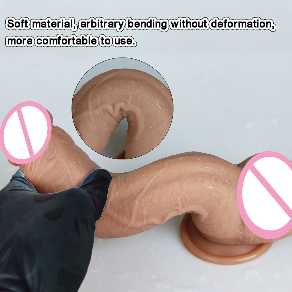 Soft Realistic Thick Rubber Dildo Powerful Suction Cup Skin Feel Penis Masturbators Big Dick Butt Plug Adult Toys for Men Women