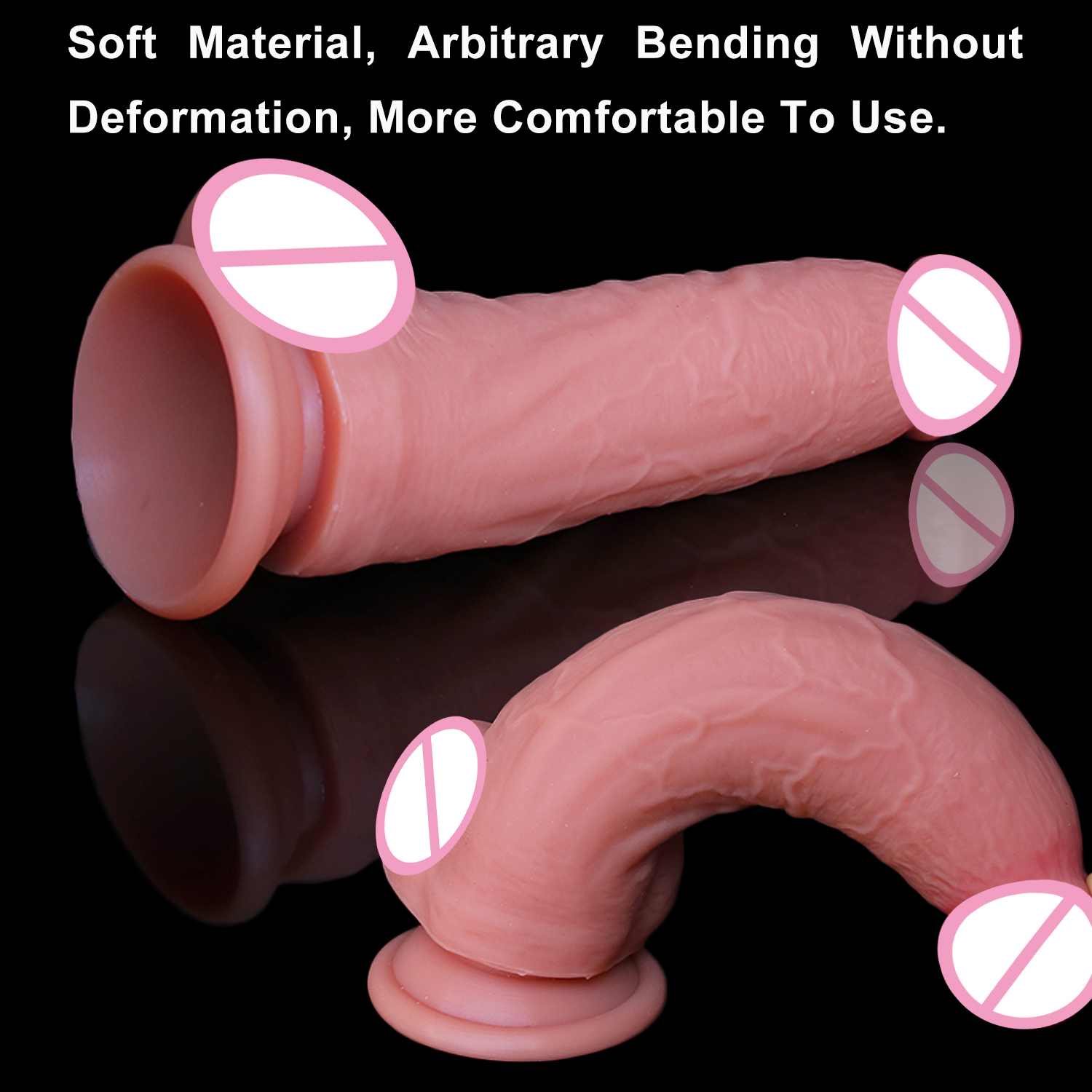7.8 Inch Soft Large Realistic Cheap Dildo Double Silicone Cock with Strong Suction Cup Lifelike Penis Sex Toys for Adult Woman