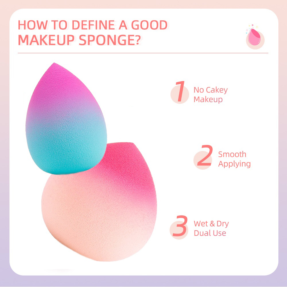 iebilif Makeup Sponge Puff Soft Gradient Professional Cosmetic Puff For Makeup Spons Foundation Cream Concealer Dry Wet Use