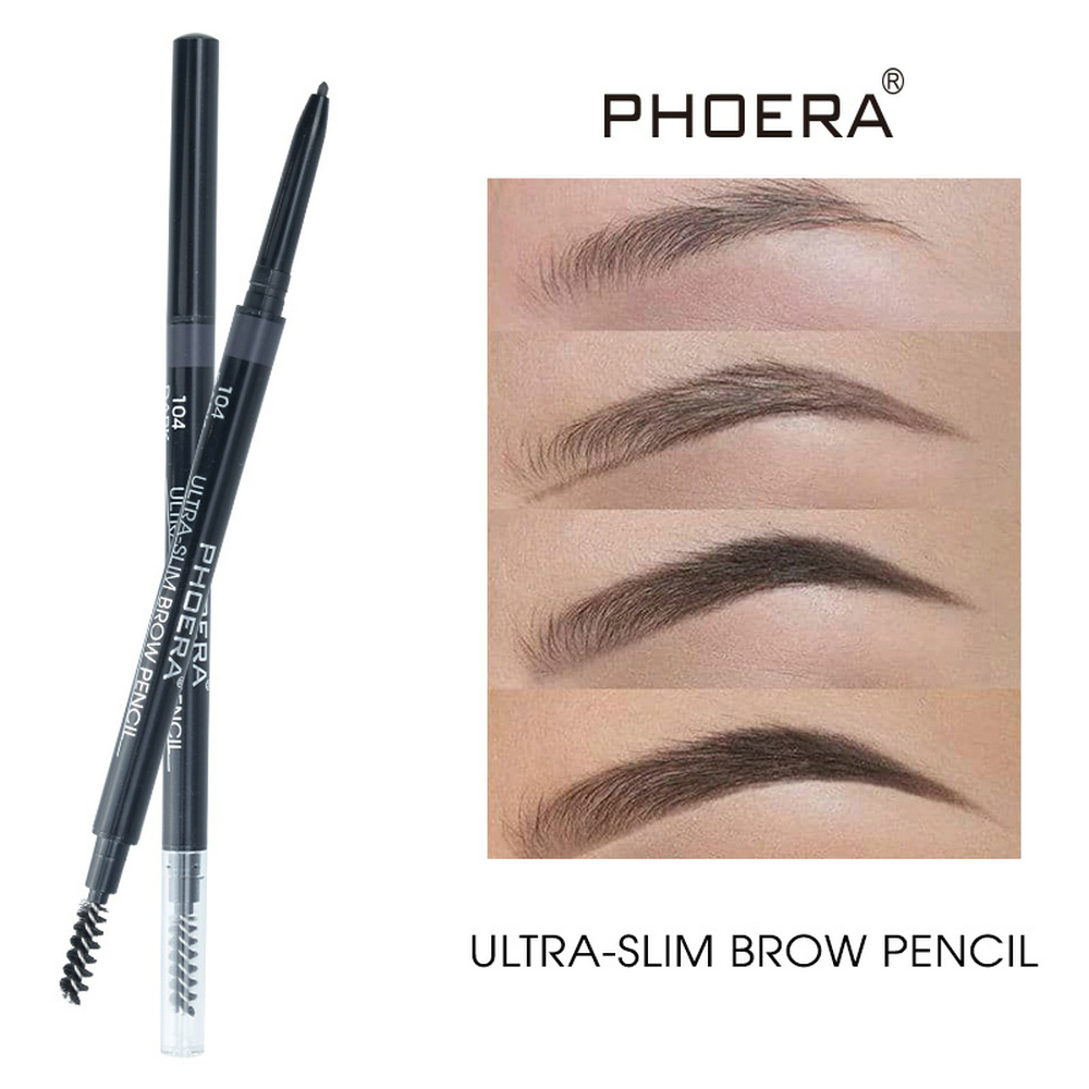 PHOERA 5 Color Double Ended Eyebrow Pencil Waterproof Long Lasting No Blooming Rotatable Eyebrow Tattoo Pen Makeup Brush