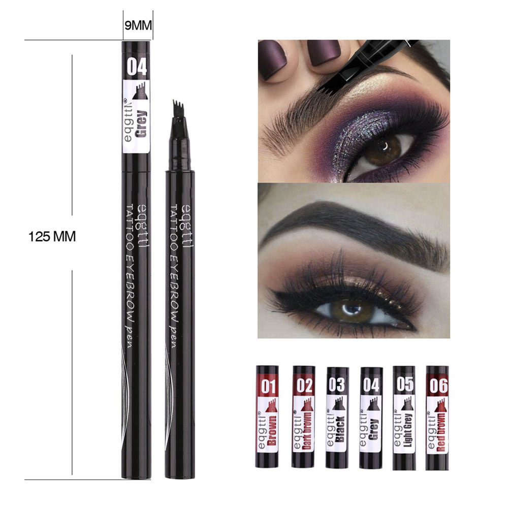 Women Makeup Sketch Liquid 4-Claw Eyebrow Pencil Waterproof Brown Eye Brow Tattoo Dye Tint Pen Liner Long Lasting Eyebrow