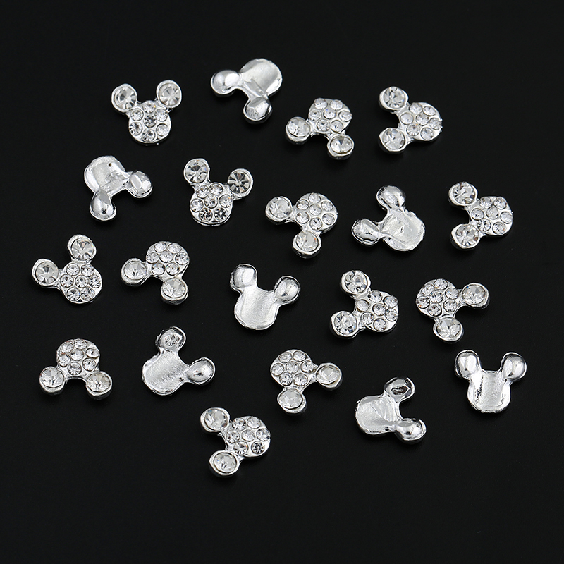 10 Pcs High Quality Glitter Full Drill Mouse Nial Art Decorations Alloy Rhinestones 3d Nail Jewelry Charms For Nails