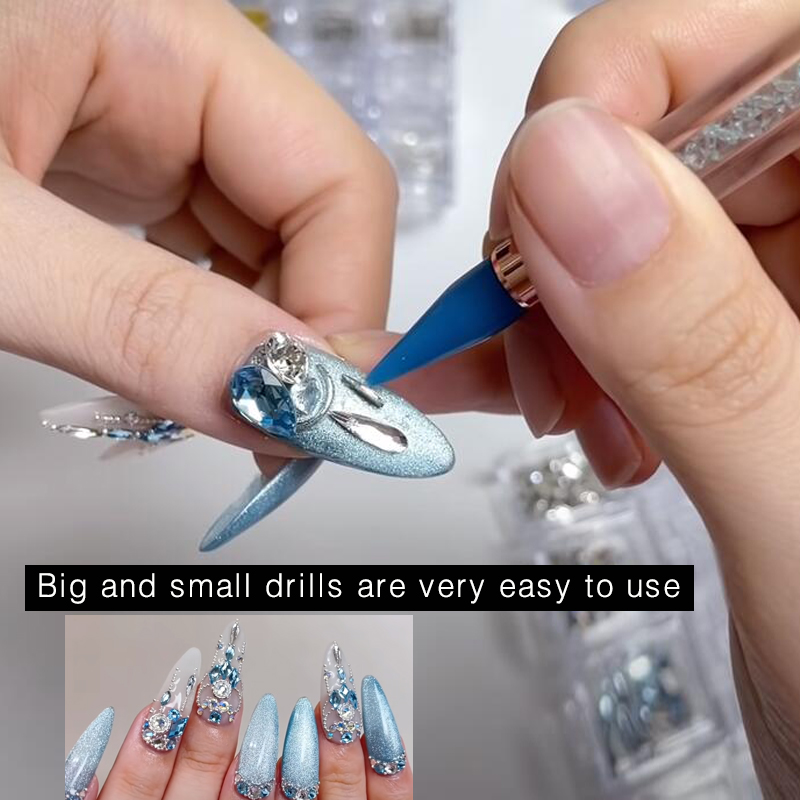 DIY Point Rhinestone Tools Dual Heads Acrylic Metal Dotting Wax Pen  Rhinestones Gem Picker Crystal Picking Nail Art Studs Dotter