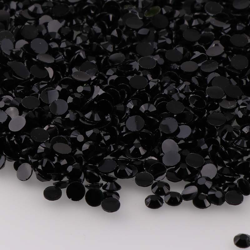 Black 10000pcs 2mm/3mm/4mm/5mm Round Resin Flatback Rhinestones For DIY Nail Art/Jewelry Decoration