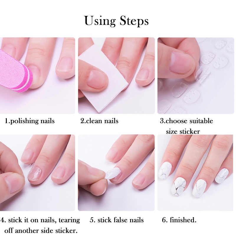 DIY Nail Art accessories Double-sided Adhesive Transparent Invisible finger Nail Stickers Clip Decals Press On False Nail Tools