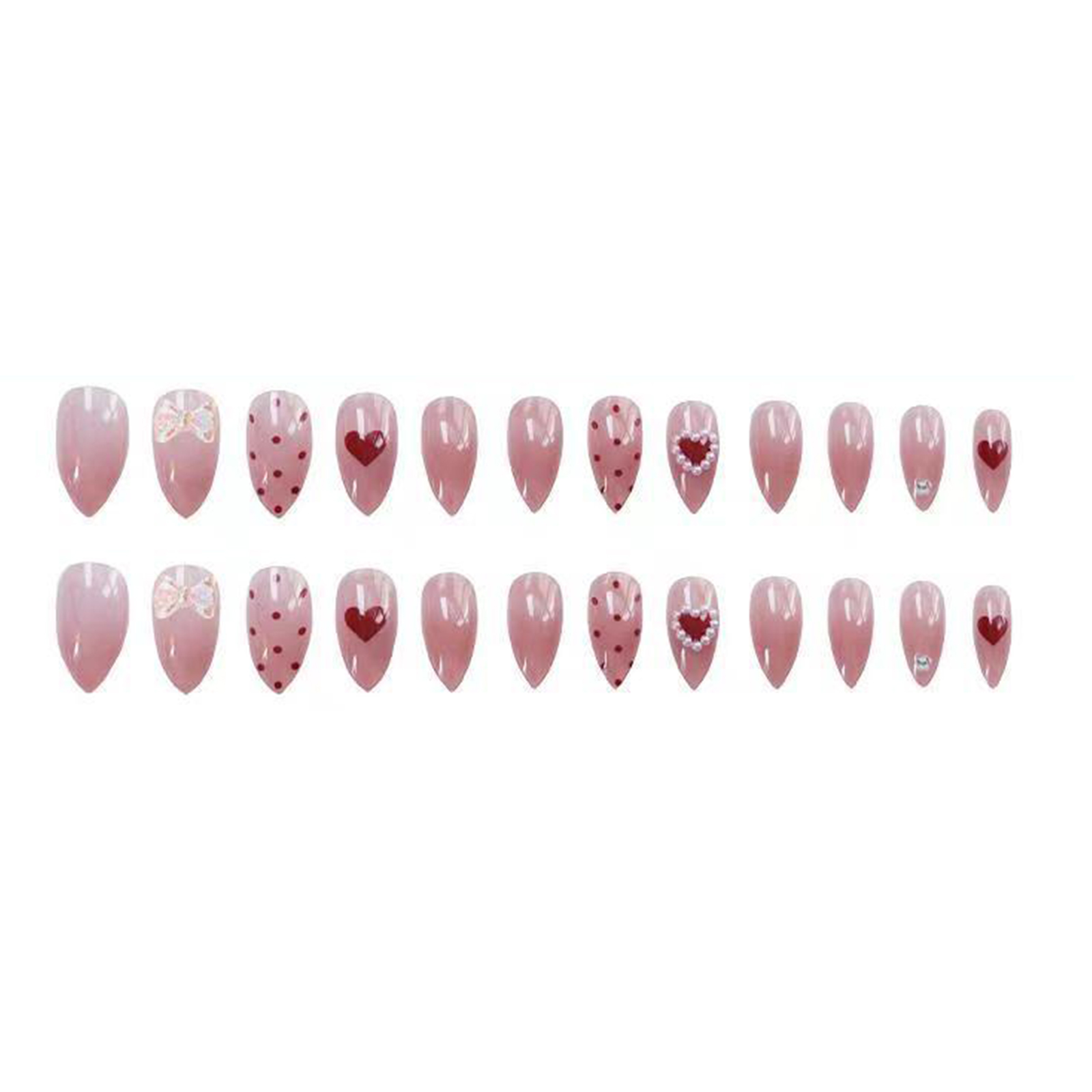 24pcs Pearl Wear Long Paragraph Fashion Manicure Patch False Nails Save Time Wearable Jelly Nail Patch TY