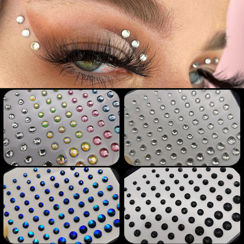 1 Sheet Eyes Face Makeup Diamonds Festival Body Decoration Crystal Temporary Tattoos Jewels Stickers Self Adhesive Rhinestones
