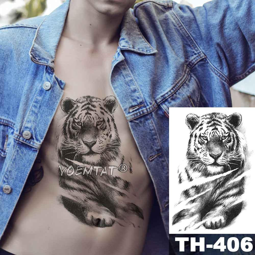 Lion Skull Tiger Temporary Tattoo Sticker Lion Wolf Waterproof Tatto Warrior Soldier Body Art Arm Fake Tatoo Men Women