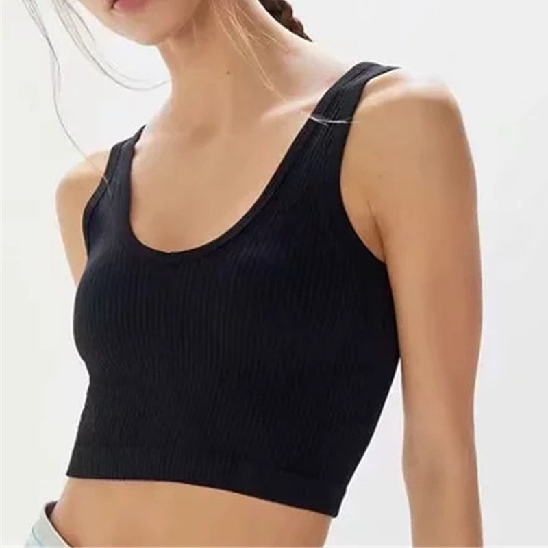Women Tops Seamless Bralette Tank Top Female Crop Tops Cami Underwear Scoop Neck Ribbed Basic Tee Sexy Lingerie U Back Camisole