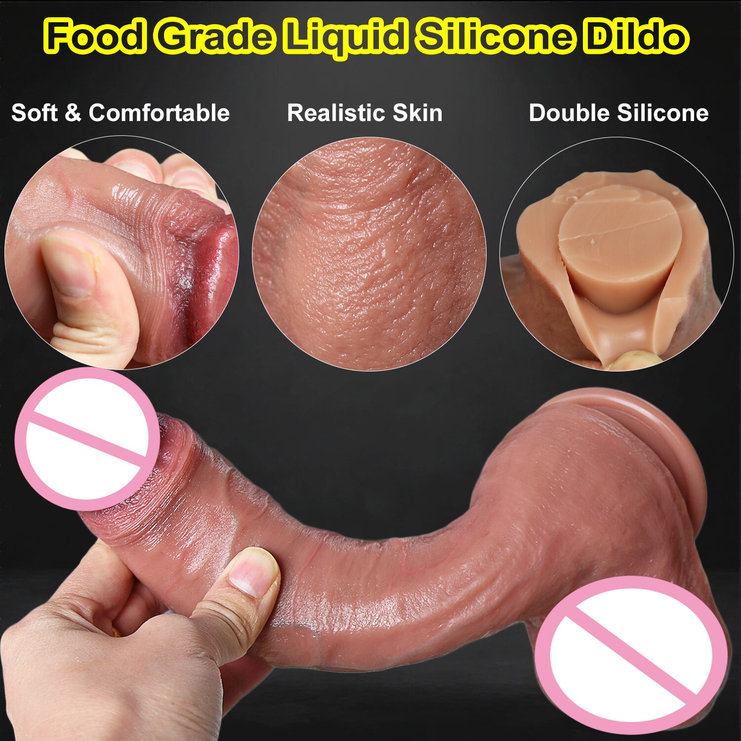 12.6in Soft Realistic Thick Huge Dildo Powerful Suction Cup Penis Strap on Masturbators Dick Butt Plug Adult Toys for Men Women